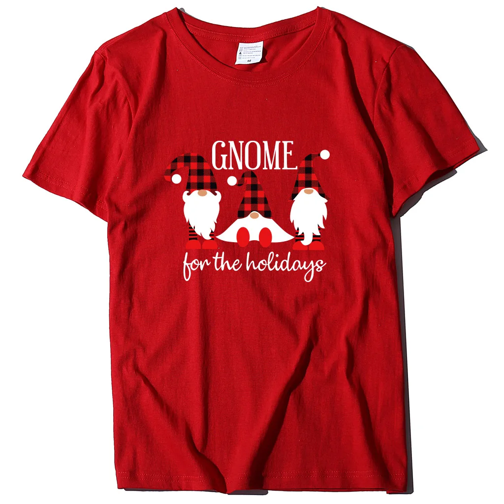 Забавные футболки с рождественским принтом гнома женские коротким рукавом и