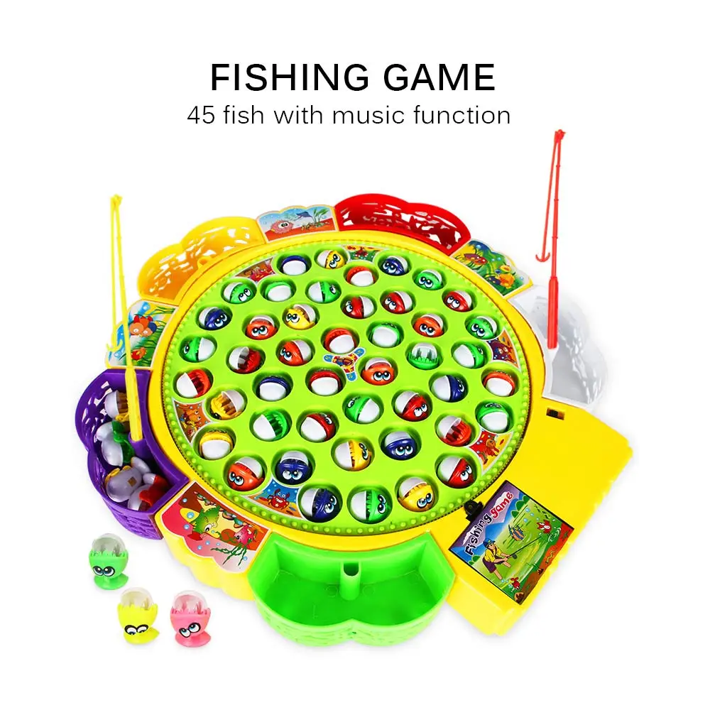 

Electric Musical Rotating Fishing Toy Children Board Play Fish Game Magnetic Fish Outdoor Sports Educational Toys For Boys Girls