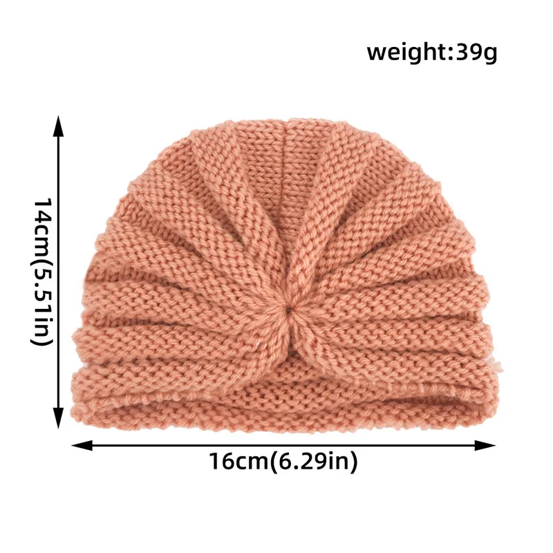 Зимняя Вязаная Детская шапка-тюрбан однотонная детская шапка для мальчиков и