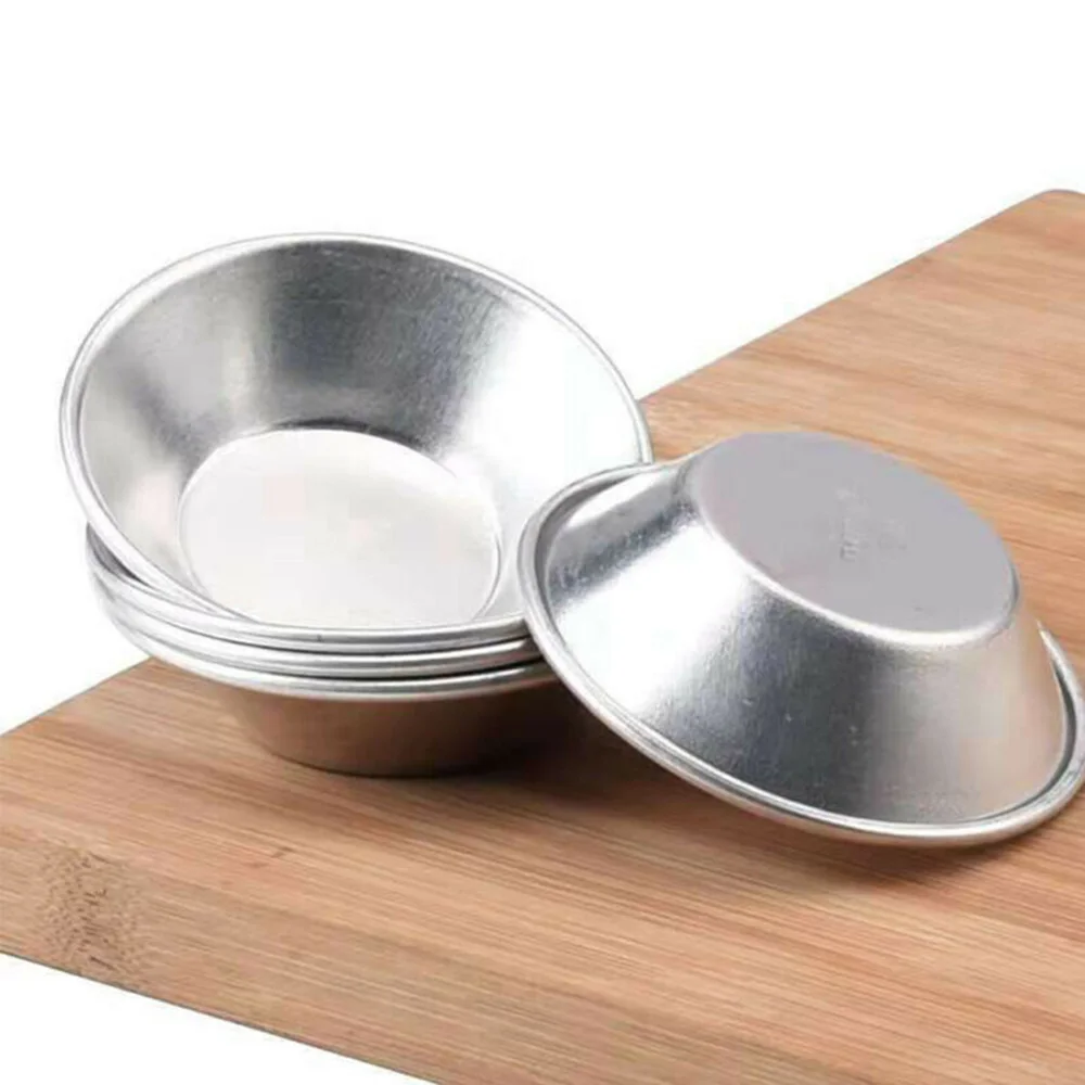 

10 Pcs Egg Tart Moulds Cake Cookie Mould Aluminum Alloy Silver Mold Tools Cupcake