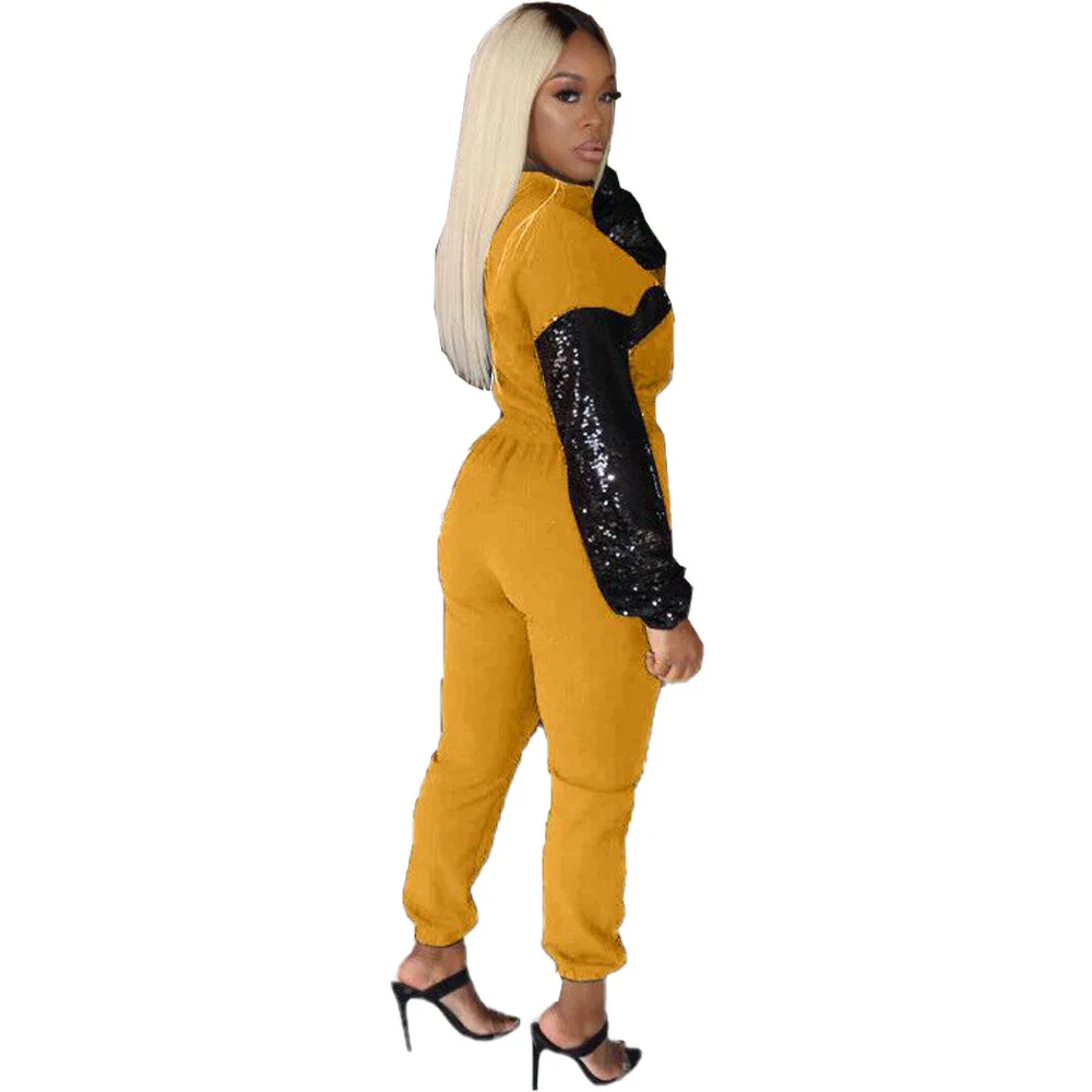 Комплект из 2 предметов женский комбинезон элегантный топ с блестками и штаны