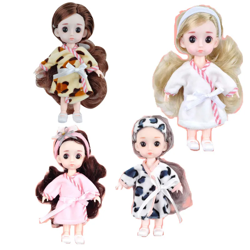 

16cm BJD Doll 3D Eyes 3 Joint Movable Pajamas Doll Set 11/12 Doll Pajama Party Game Series Girl DIY Dress-up Toy Birthday Gift