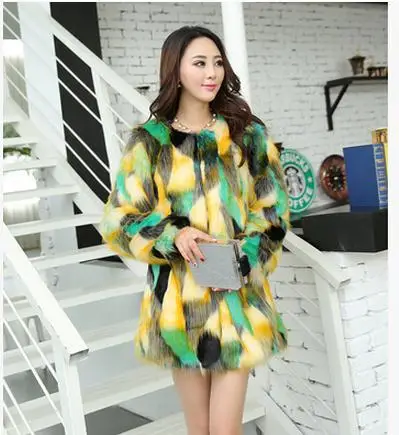 Vetement 2020 Colorful Designer Faux Fox Fur Coat Long Short Women's winter and Jacket S-5XL casaco feminino Y665 | Женская одежда