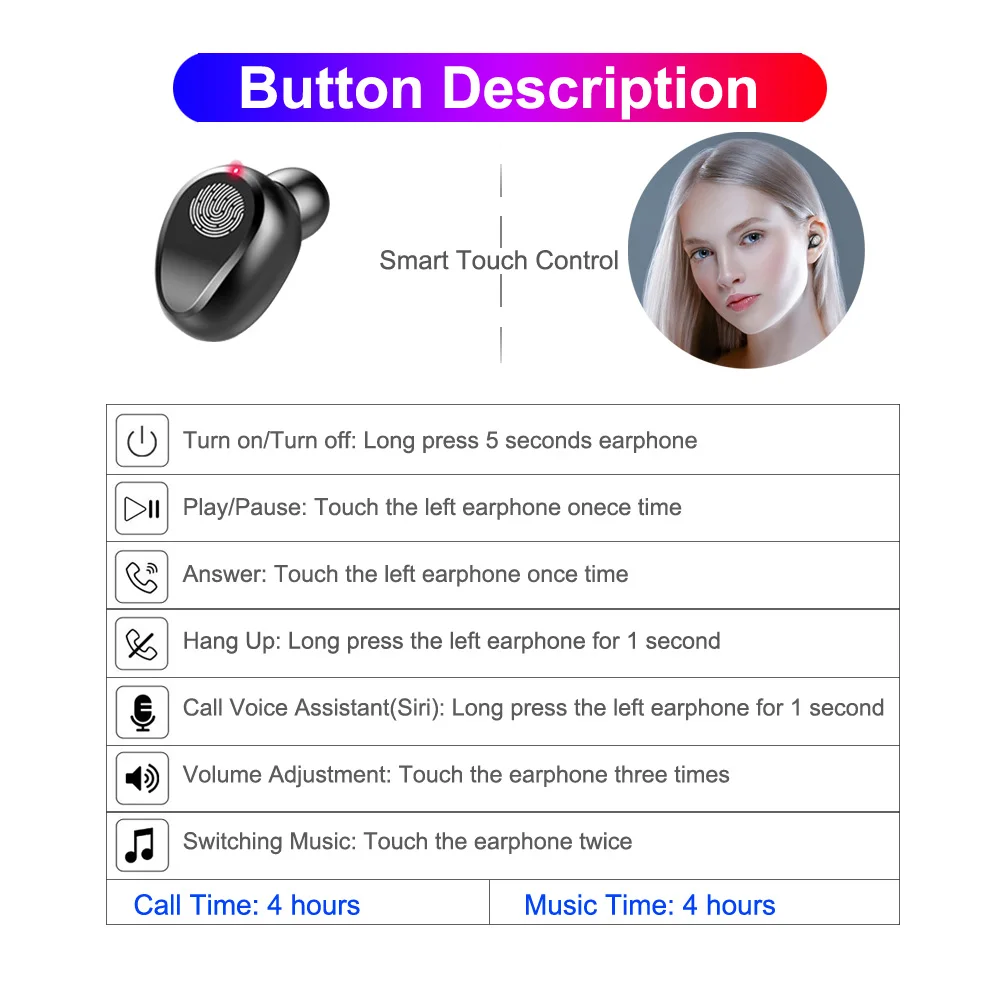 

F9 TWS Bluetooth Earphone V5.0 Stereo Wireless Earphones Sport Wireless Headphones Earbuds Handsfree with Mic 2000mAh Power Bank