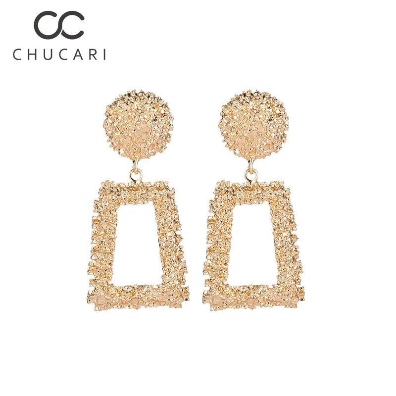 CHUCARI трендовые большие Винтажные серьги золотые серебряные металлические