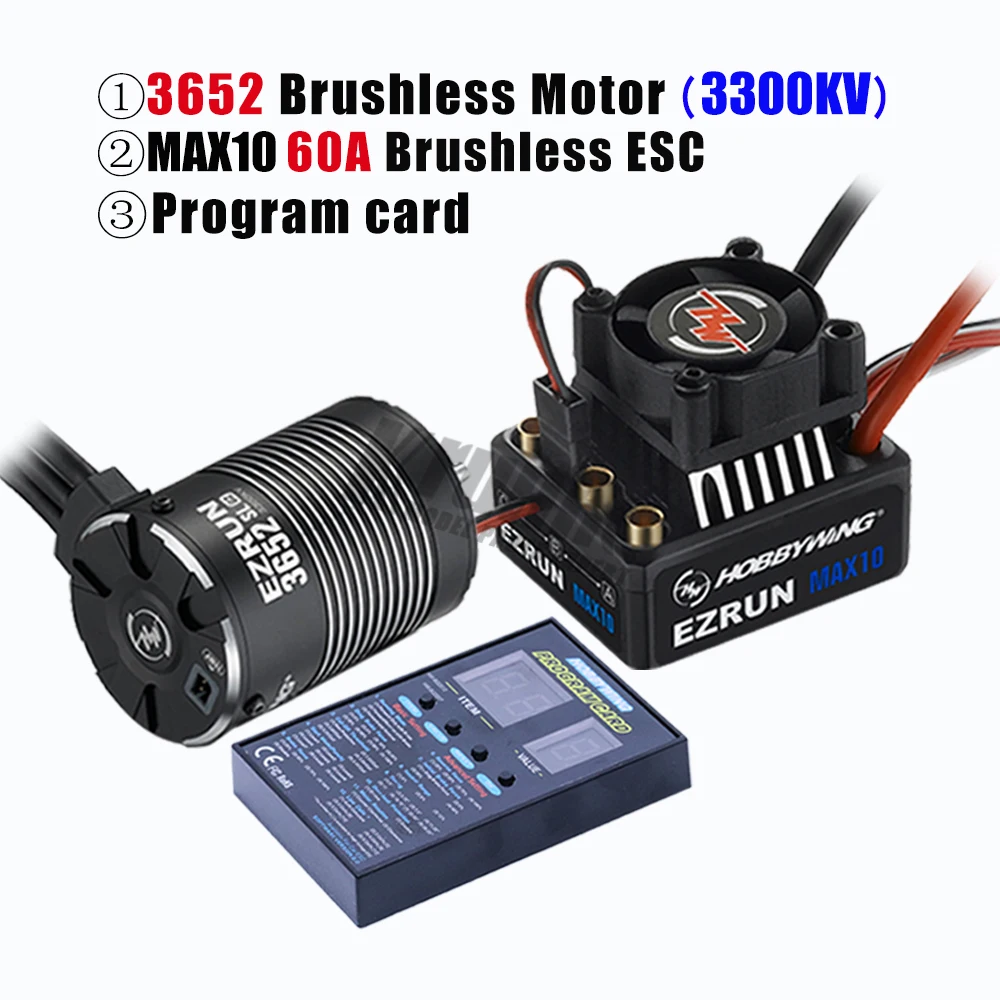 3300KV Combo Hobbywing Combo EZRUN MAX10 60A бесщеточный ESC+ 3652SL G2 3300KV 4000KV 5400KV кисти+ светодиодный Программирование - Цвет: 3300KV Combo