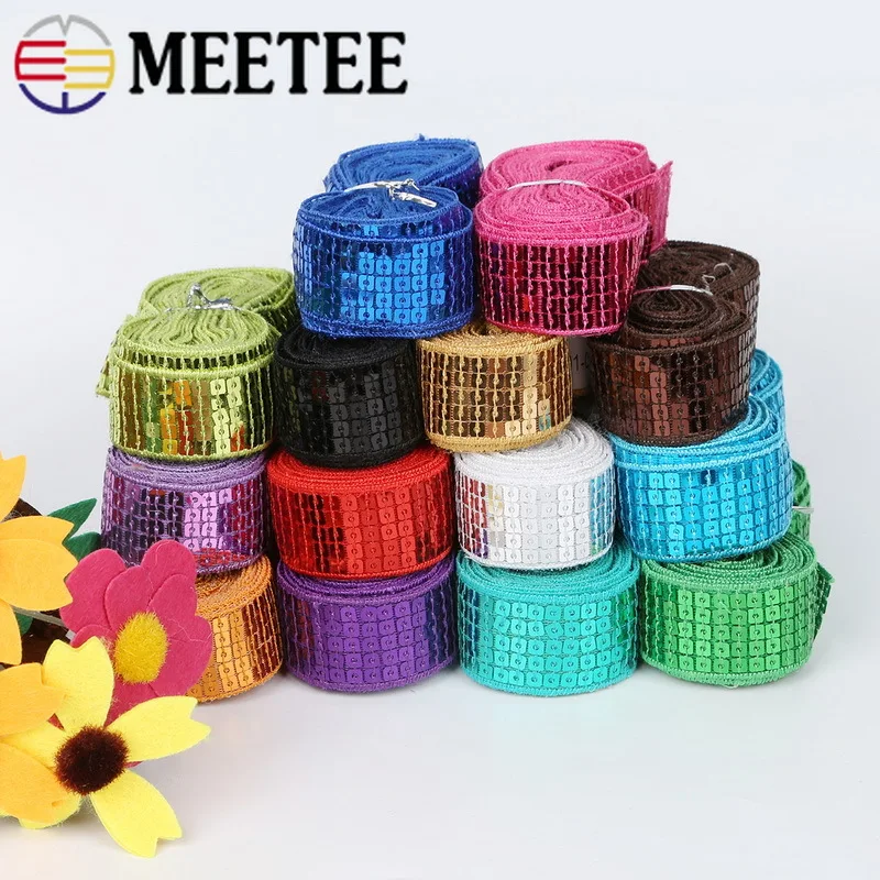 10 ярдов 5 рядов квадратные вышитые кружевные ленты с блестками золотые и