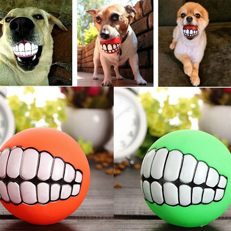 

Pet Dog Ball Teeth Funny Trick Toy Silicone Toy for dogs Chew Squeaker Squeaky Dog Sound toys Pet puppy Toys interactive cat toy