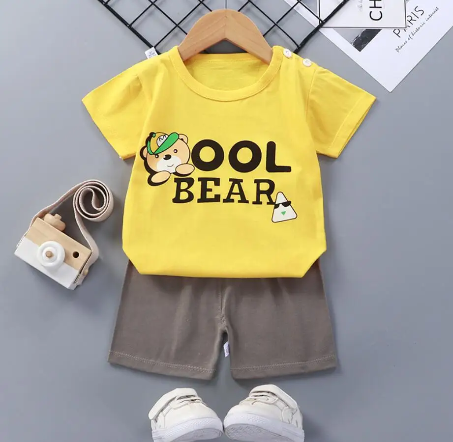 

Children's Short-Sleeved Suit Summer Cotton T-Shirt for Boys and Girls Kids Clothes Baby Girl Clothing Outfits 2021 Cheap Stuff