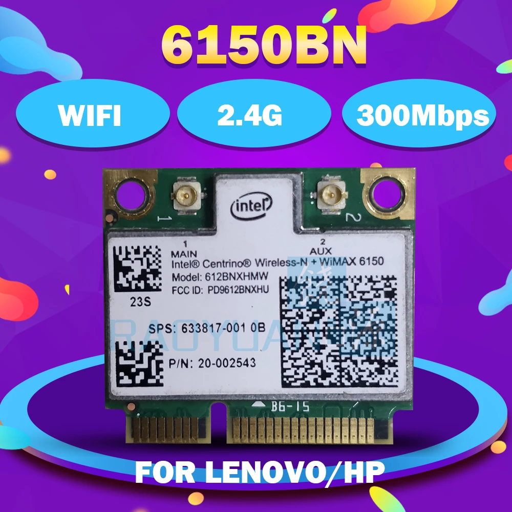 For Intel Centrino Advanced-N 612BNXHMW WiMAX 6150 300Mbps Wireless Mini PCI-e WLAN Wireless Card SPS 633817-001 for hp Lenovo