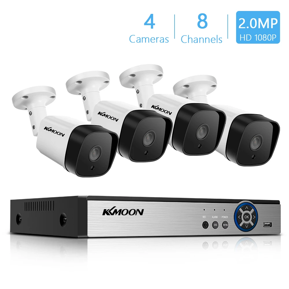 

8CH Surveillance System,Surveillance DVR Kit with 4pcs 1080P Weatherproof Security Camera Easy Remote Access,Motion Detection