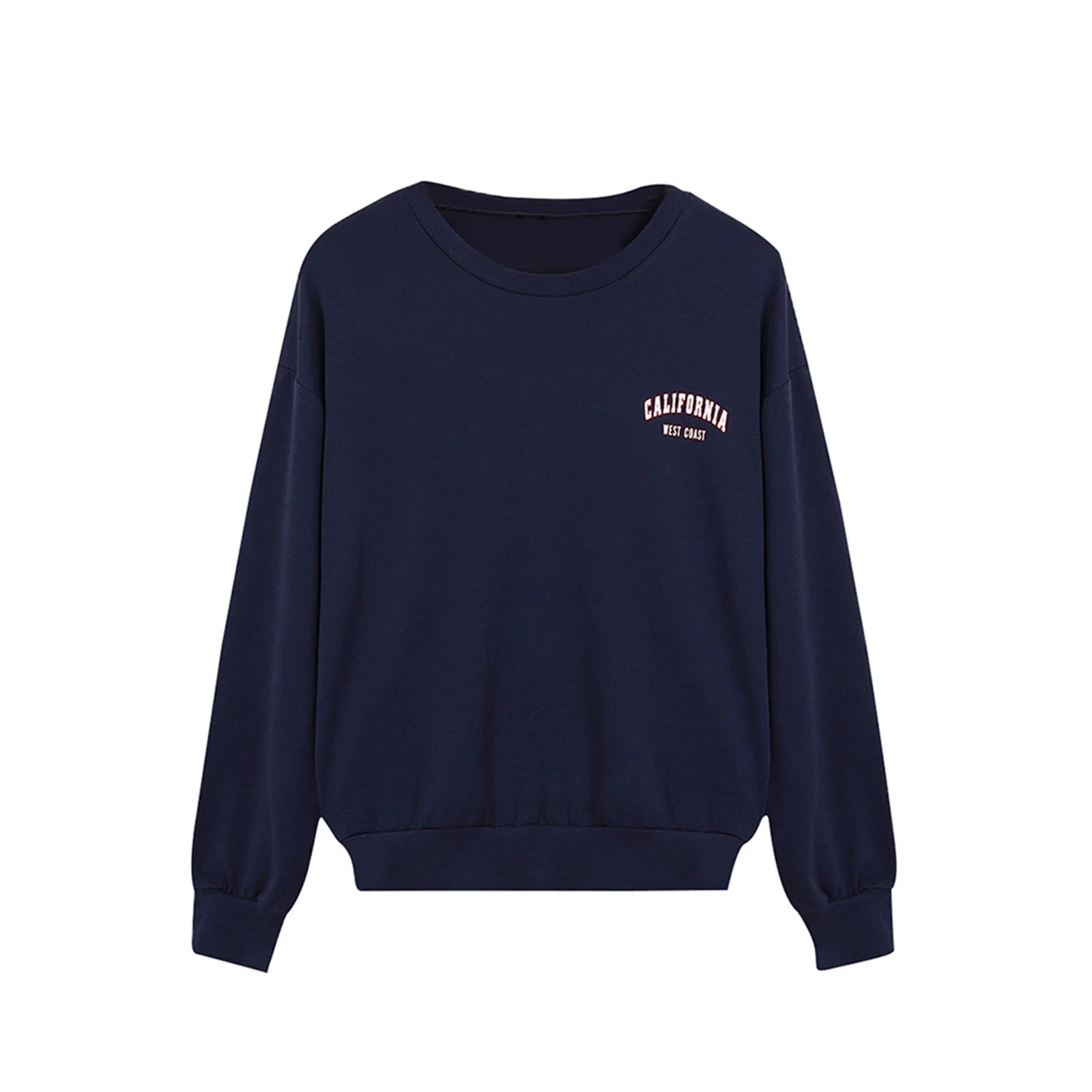 

Women Fashion Long Sleeve Letter Print Top Casual Round Neck Pullover Top for Ladies Female Simple Style