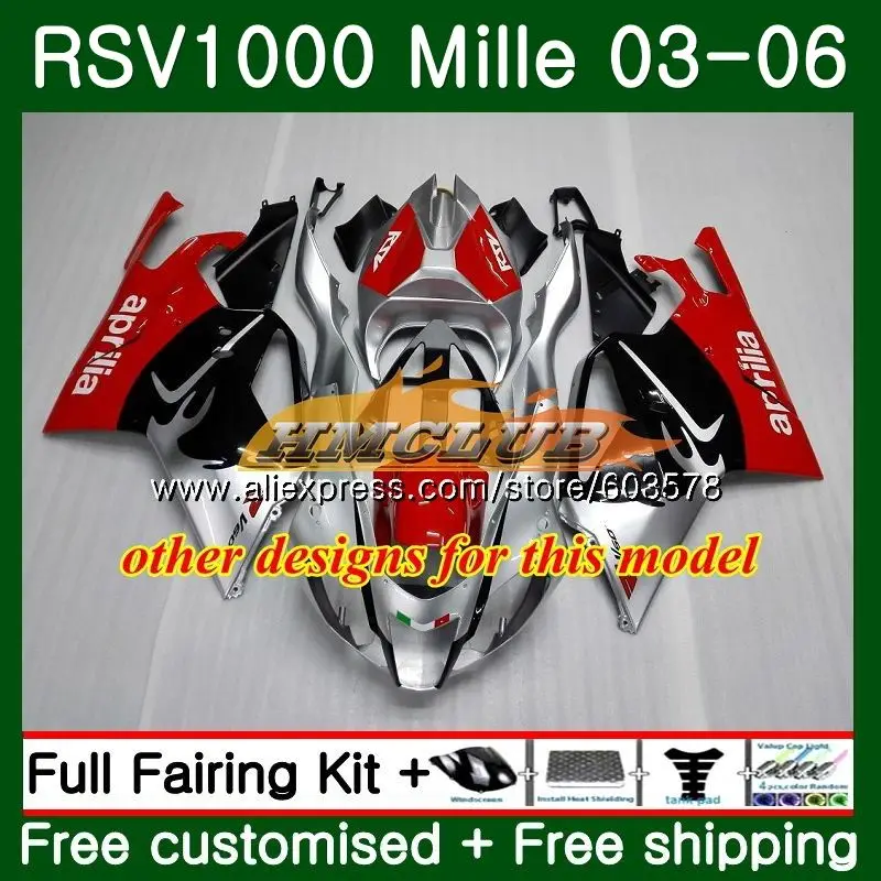 Комплект обтекателей для Aprilia Ove RSV 1000 R RR 2003 2004 2005 2006 42CL.4 красный черный RSV1000RR RSV1000R