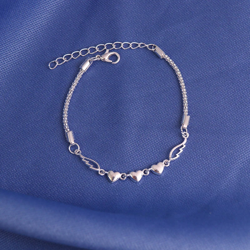 Змея браслет для женщин Регулируемый шармы в форме сердца с розовым цепочки на