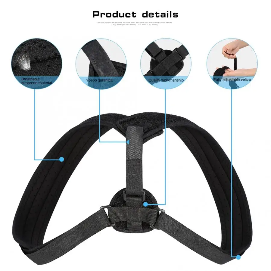 Yosoo Posture Corrector Brace Upper Back Neck Shoulder Support Adjustable Straps Braces Supports Belt Fitness Safety | Спорт и