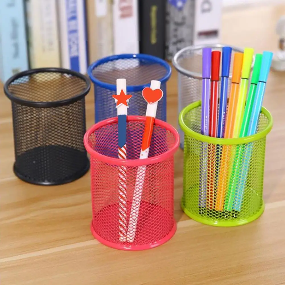 

4Pcs Desk Simple Practical Round Grid Metal Pen Holder Container Storage Box