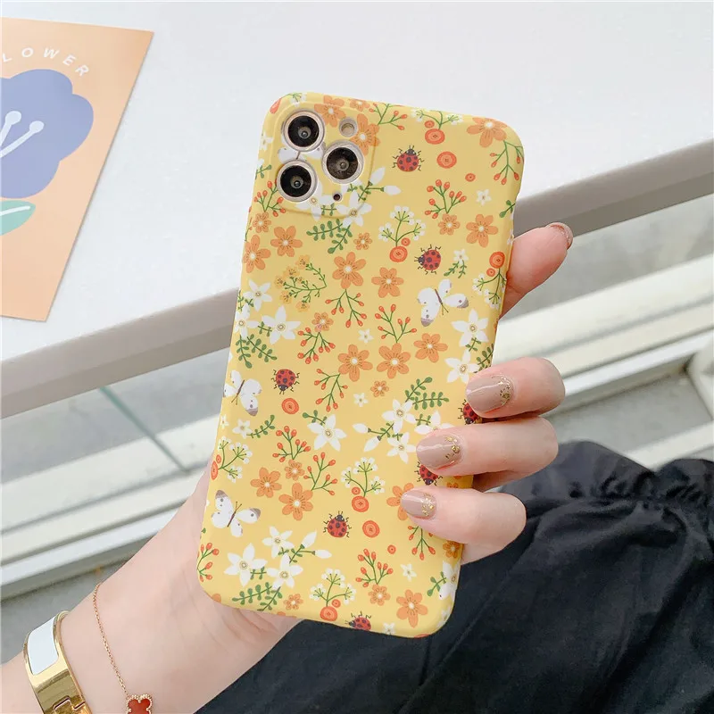 

Easterm 12 Pro Creative Floral Butterfly Phone Case Frosted Water Paste TPU Cover For iPhone 11 Pro X 12 Mini XR 7G XS Max 8Plus