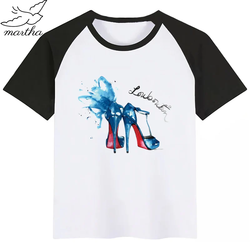 Kids Spain Flamenco High Heels Cartoon T-Shirt O-Neck Boys and Girl Casual Short Sleeve Summer Funny Clothes Tshirt | Мать и ребенок