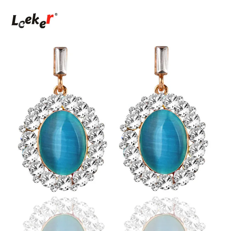 Большие овальные опаловые серьги LEEKER для женщин золотого цвета свадебные