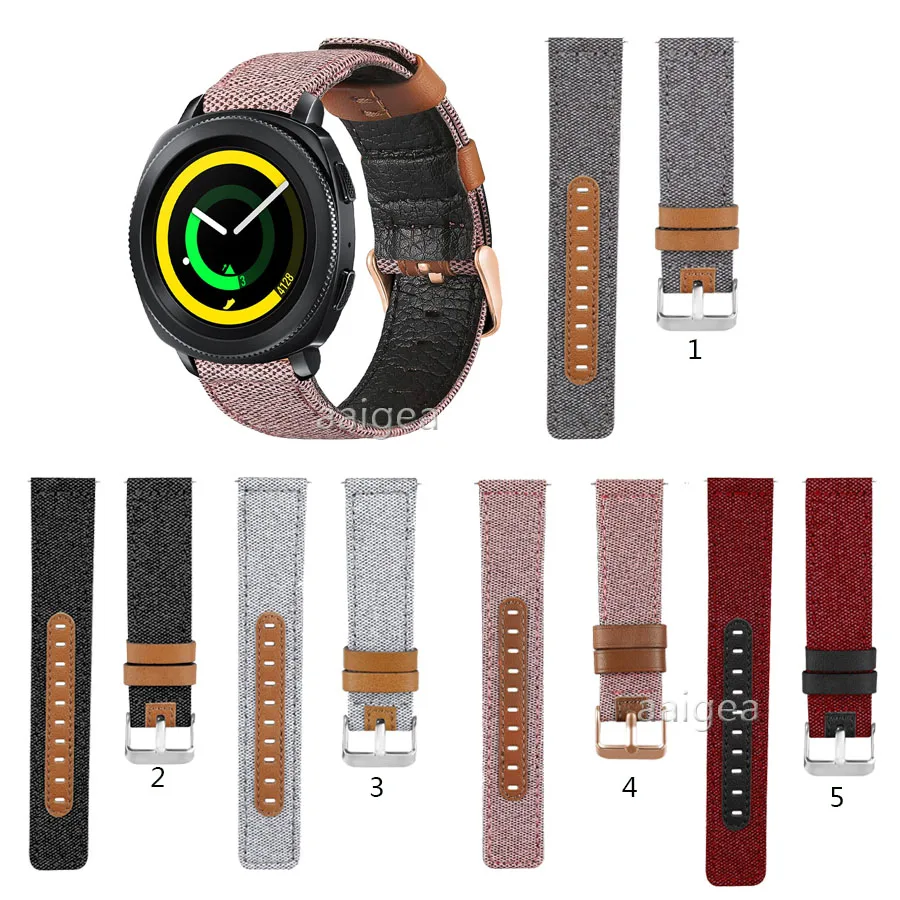 

Ремешок тканевый из натуральной кожи для Samsung Gear Sport S4, Watch 4 Classic/Active 2, сменный Браслет, 20 мм 22 мм
