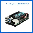 Raspberry Pi 4 с двумя вентиляторами, Модель B3B +3B, 4 цвета, Алюминиевый металлический чехол с двумя супер вентиляторами охлаждения и радиаторами для Raspberry Pi 43