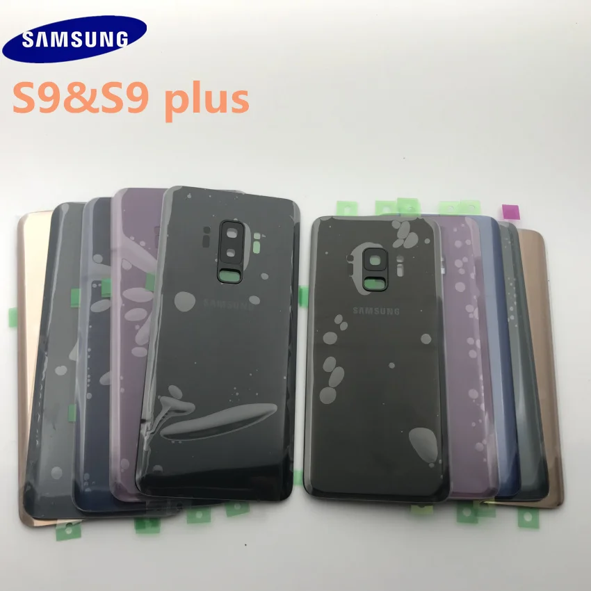 Samsung Galaxy S9 G960 S9 plus 965 задняя крышка батарейного отсека задняя крышка Корпус Запасные части+ Ушная камера стеклянная рамка объектива