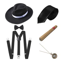 1920s mens great gatsby accessories set roaring 20s 30s retro gangster costume tie hat