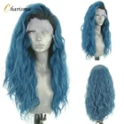 Харизма Омбре синий парик синтетические кружевные передние парики черные корни боковые части парики натуральные волосы длинные вьющиеся парики для чернокожих женщин