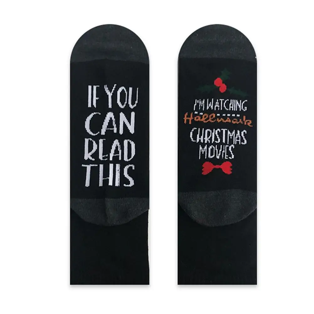 

Christmas Breathable Unisex Socks Fashion Letters Elastic Cotton Socks Xmas Gifts For Leisure Home Sports