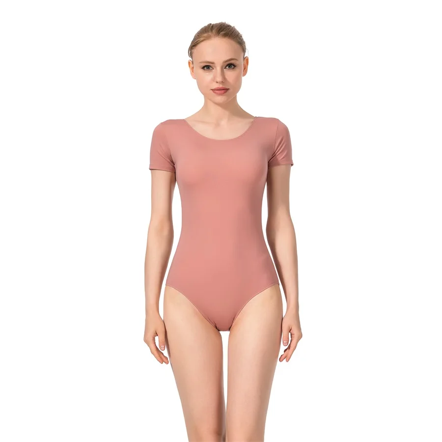 Женское нейлоновое боди с коротким рукавом балетное танцевальное танцевальная