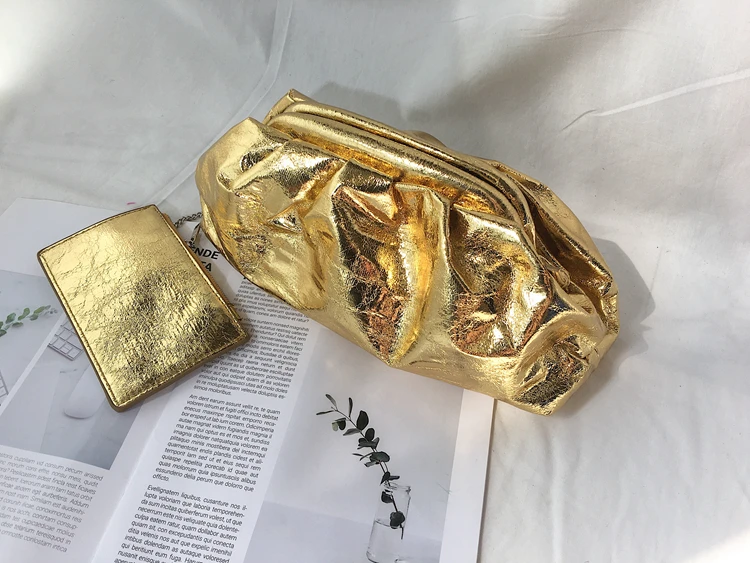 gold Высокое качество, простая модная сумка-хобо из искусственной кожи, Женский Повседневный клатч, сумка-конверт, сумка через плечо, женская сумка, сумка - Color: gold