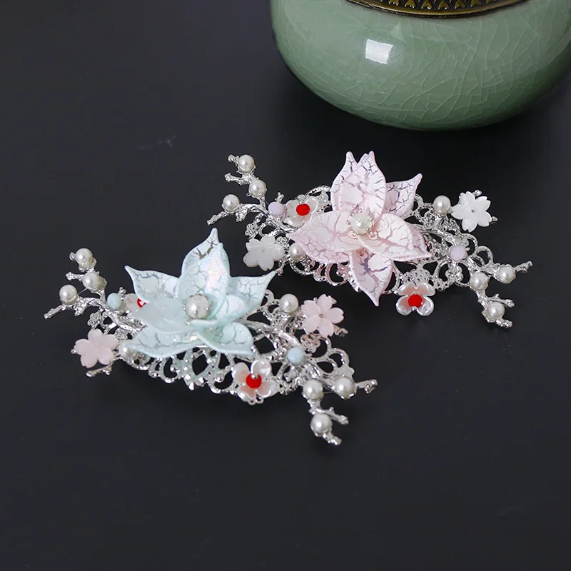Fairy pink chinese Hairpin Children's girls hair sticks Hair Accessories Tassel Step Shake hairpins jewelry sets | Украшения и