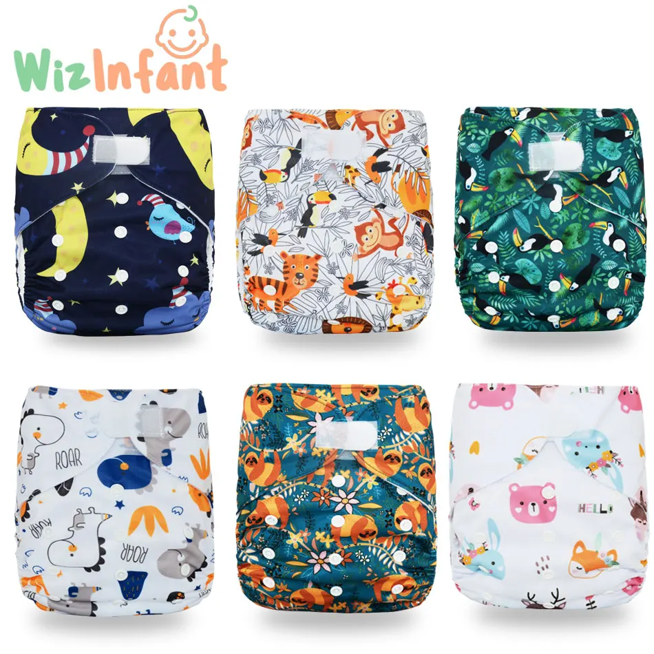 

(6pcs)WizInfant Big XL Pocket Diaper for Baby 2 Years and Older Suede Cloth Inner Stay-dry Baby Adjustable fits waist 36-58cm