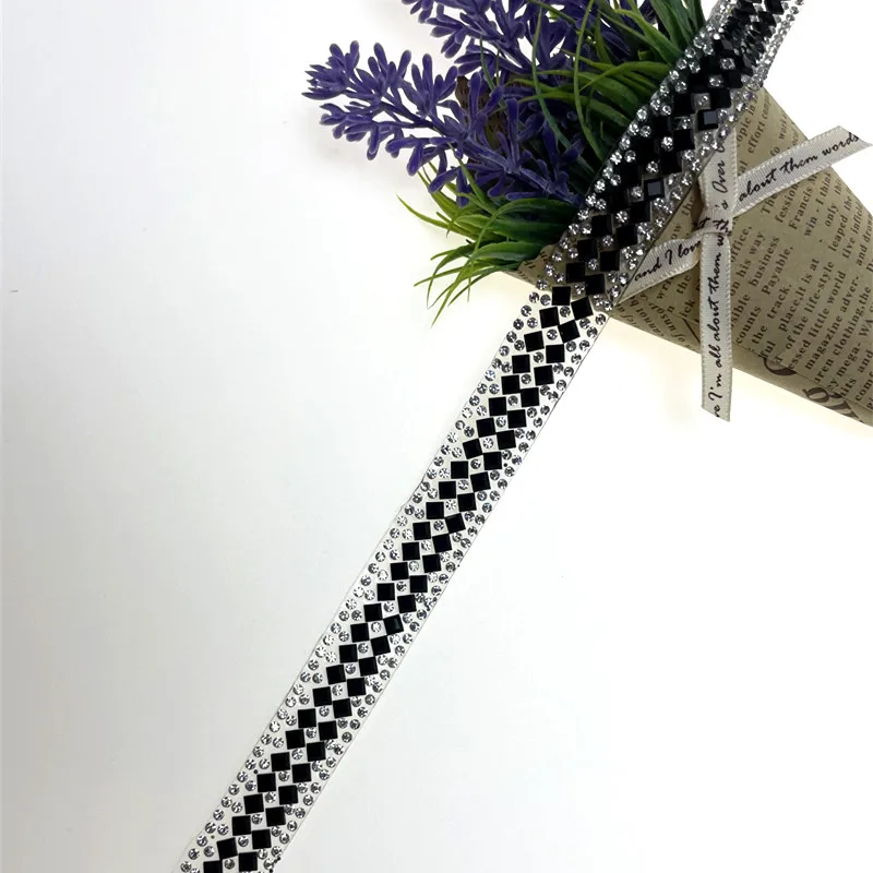 1 ярд белые черные стразы горячей фиксации стеклянная лента с кристаллами