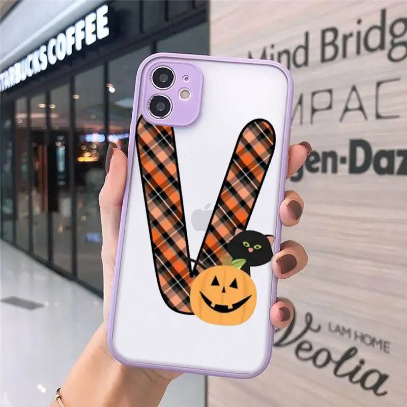 

Phone Case For iPhone 12 11 Mini Pro XR XS Max 7 8 Plus X pink butterfly alfabeto Painted Matte transparent Purple Cover