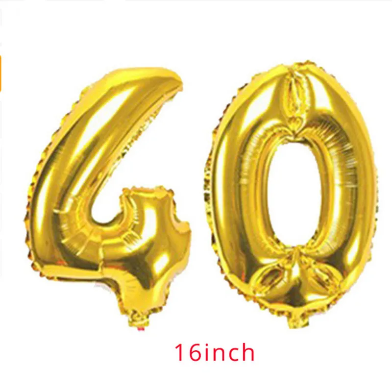 40 16inch balloon 30/40/50th декорации с днем рождения взрослых латексные золотистые воздушные шары с украшением в виде кристаллов короны с головными повязками 30th лет предметы декора для вечеринок и дней рождения - Цвет: 40 16inch balloon
