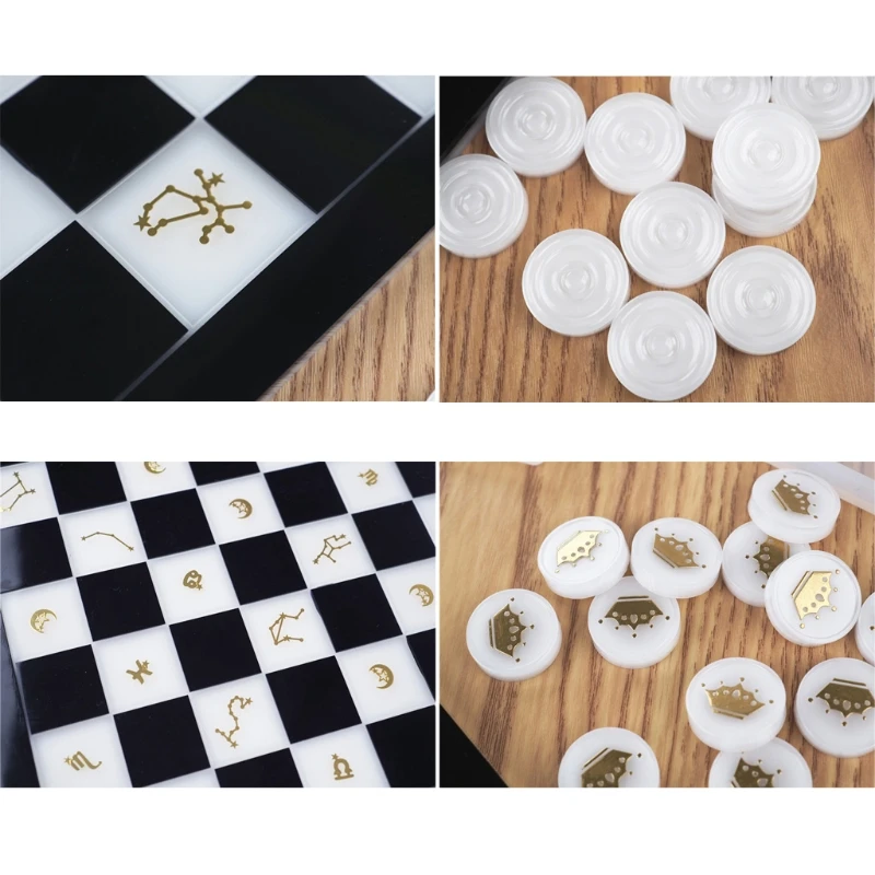 

Handmade Chess Set and Checker Game Board Resin Casting Mold International Checkers Toy Silicone Mould Epoxy Resin Craft