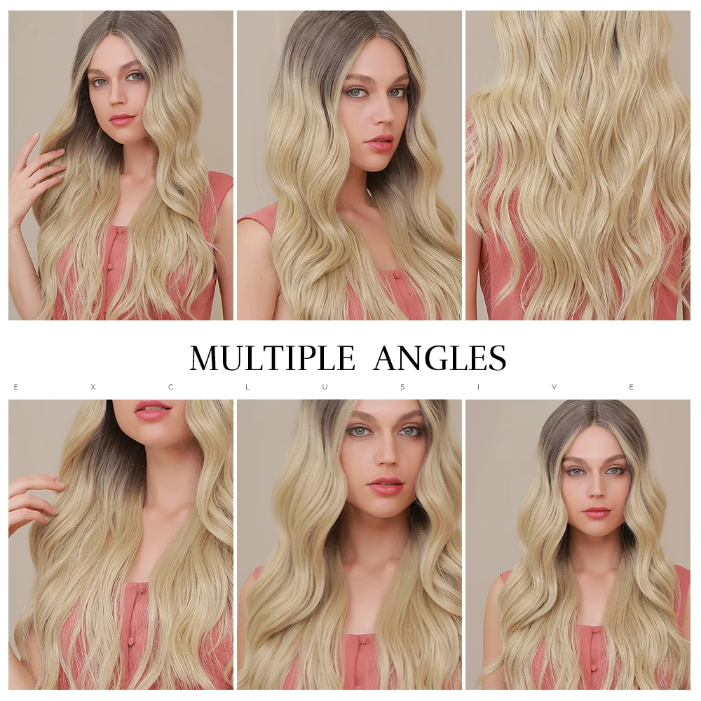 

EASIHAIR Brown to Blobde Synthetic Lace Part Wigs for Women Long Wavy Lace Wigs High Density Heat Resistant Daily Wig