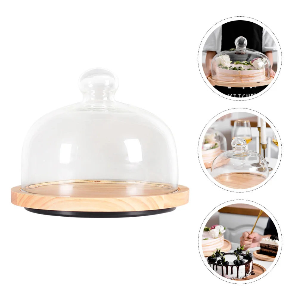 

1pc Creative Dessert Storage Tray Cake Display Plate Wood Glass Food Holder