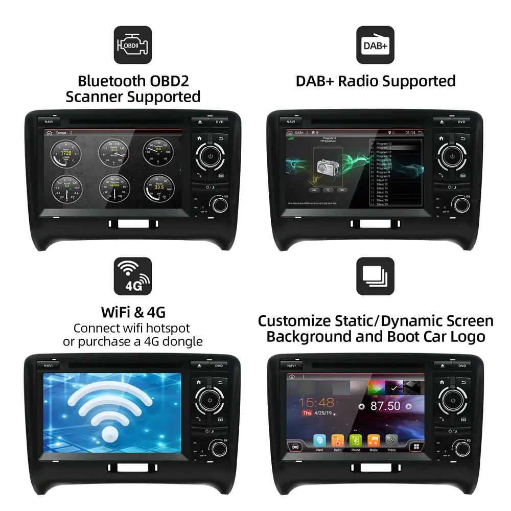 Автомагнитола Bosion 2 DIN 4 + 64 ГБ Android 10 0 DVD GPS для Audi TT MK2 8J 2006 2007 2008 2009 2010 2011 2012 |