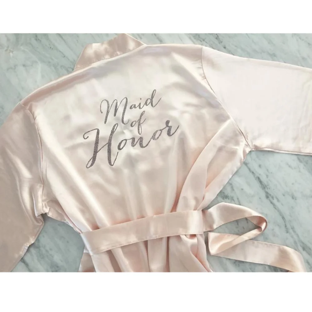 Индивидуальное платье подружки невесты золотой Атласный халат для дня рождения