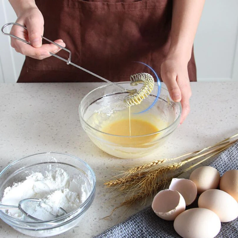 Яйцо ручной миксер Нержавеющая сталь пружины Кофе молока венчик для взбивания