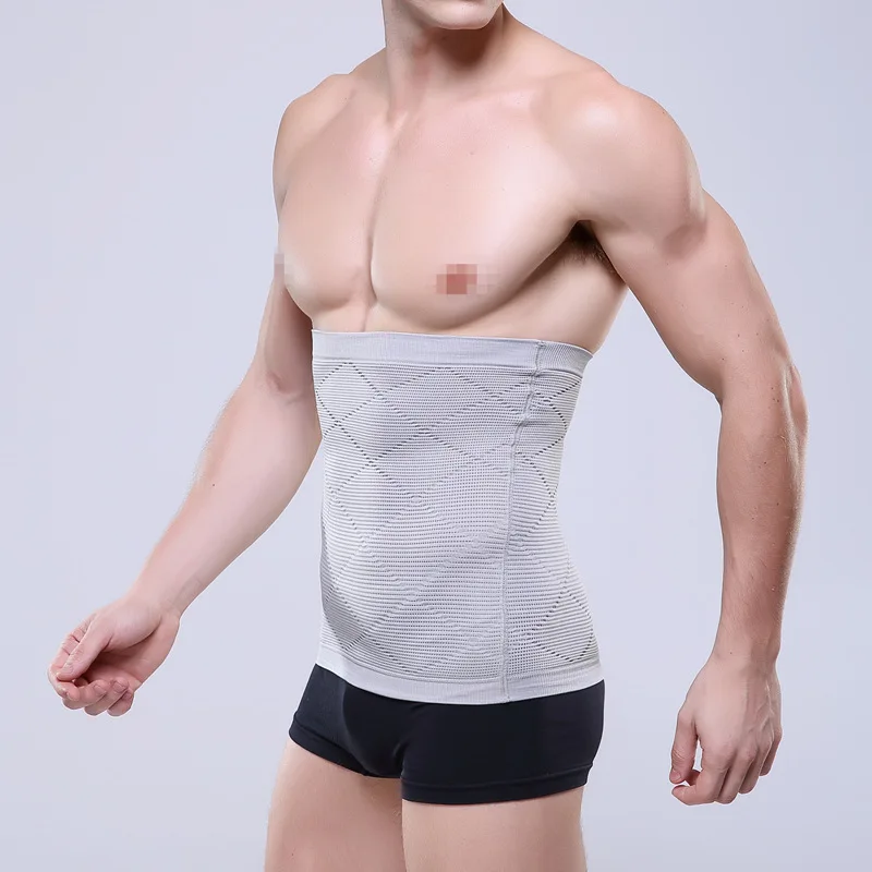 NY014 живот Холдинг луч Bellyband дышащий фитнес Нижнее белье пластиковый пояс Пояс тонкий мужской корсет Bellyband - Color: Gray