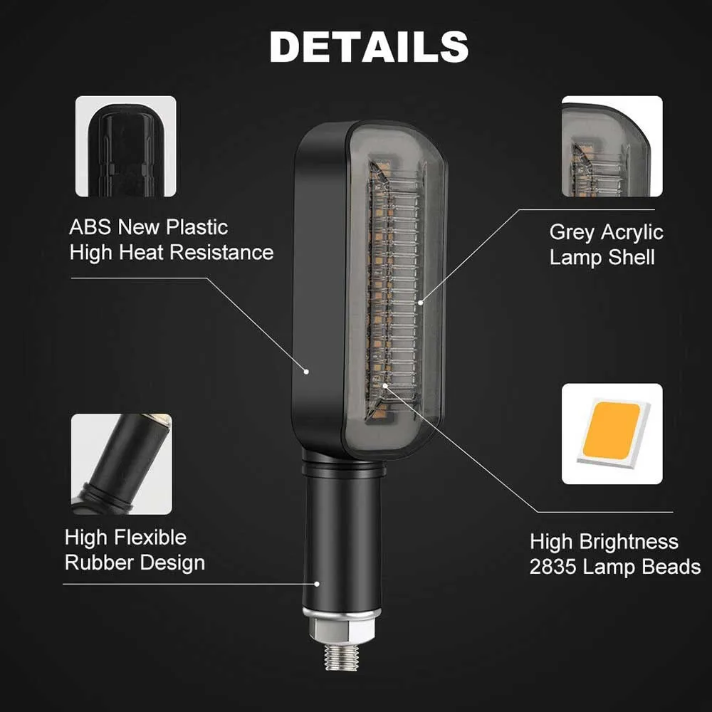 

Motorcycle Signal Lamp Indicators Amber Flowing Water LED Turn Signal Light Handlebar Aluminum Alloy Black/Chorme DC