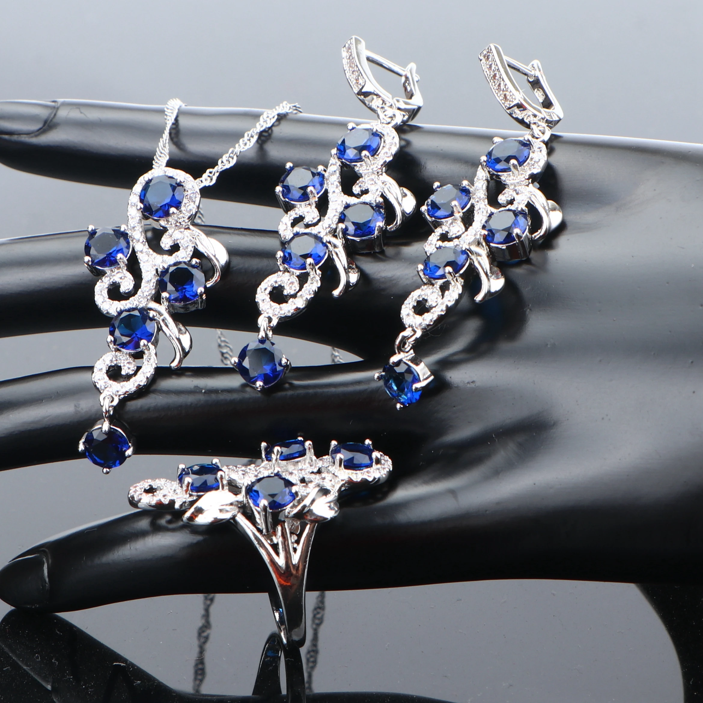 Женский свадебный комплект ювелирных изделий из стерлингового серебра 925 пробы