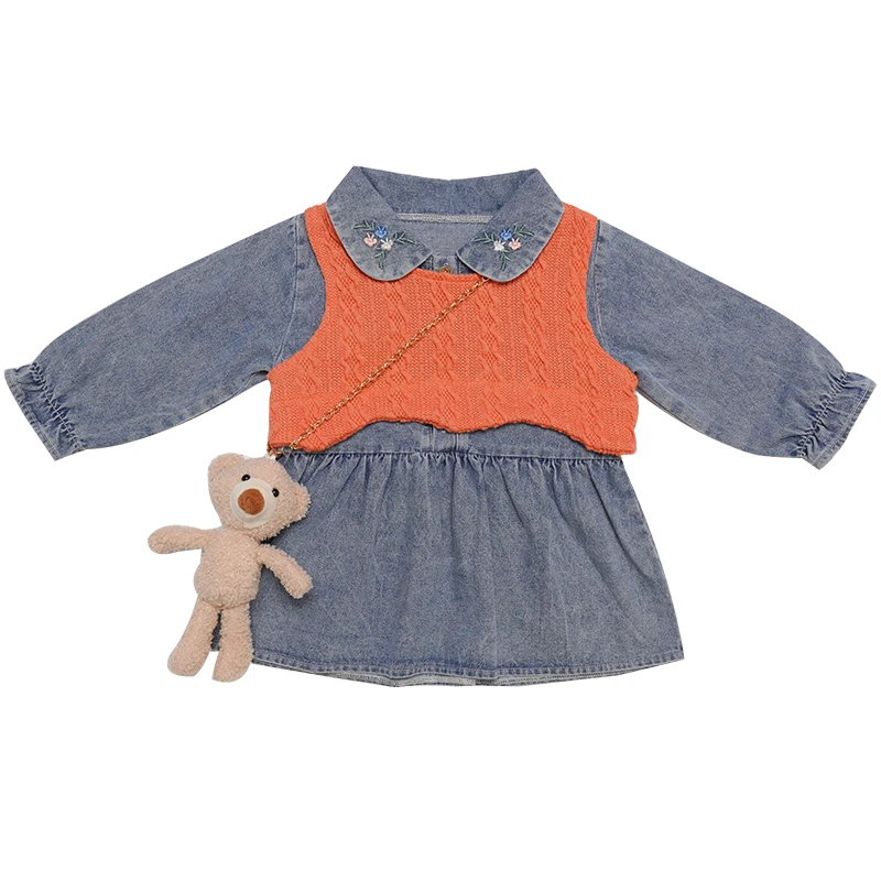 Детский От 1 до 8 лет костюм из двух предметов весна осень 2020 модное джинсовое