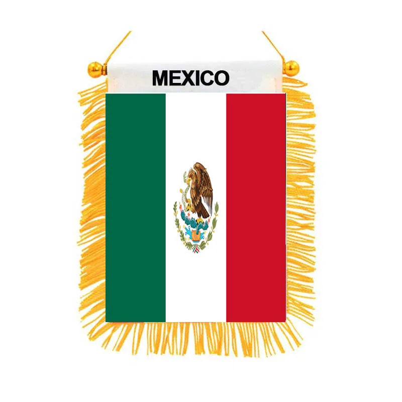 

Mexico Flag Black-out Fabric Pennant High Quality Double Sided Printed Home Decor Hanging Mini National Flag