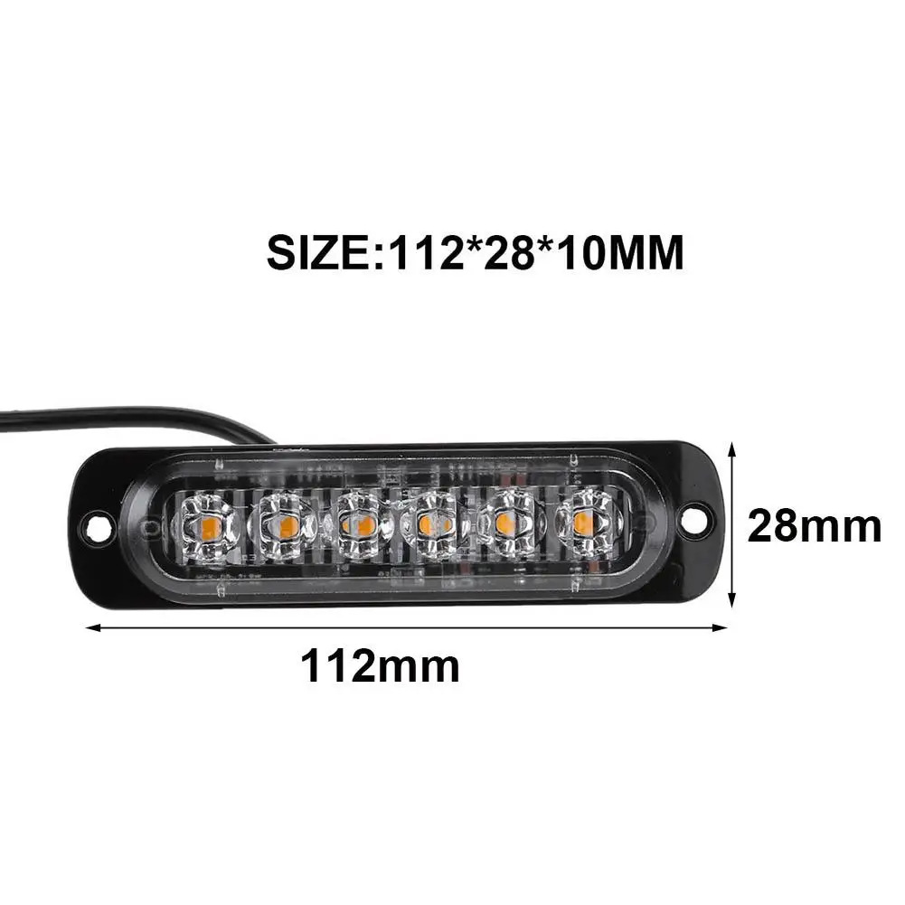 

Universal 12-24V 6 LED 18W Slim Amber Flash Light Bar Car Truck Motorcycle Emergency Warning Strobe Lamp IPX-4 Water Proof Light