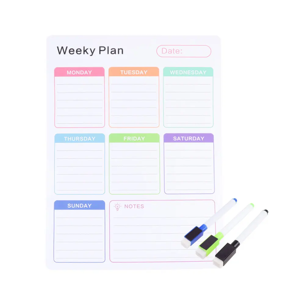 

Calendar Magnetic Whiteboard Refrigerator Weekly Plan Magnet Board Erasable Home Message Board (Week Calendar with 3pcs Whiteboa