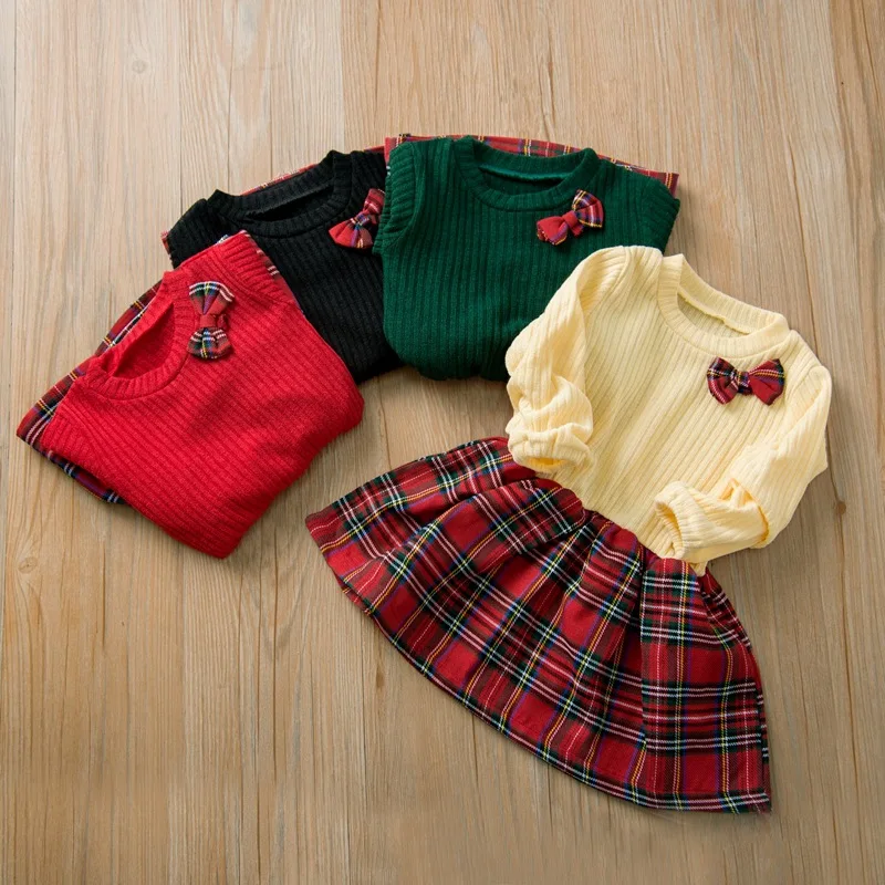 

Kids Girls Dress Outfits Spring Aautumn Plaid 2-6Y Baby Girls Dress Clothes Toddler Christmas Outwear Children's Clothing